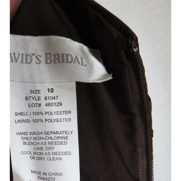 David's Bridal Women's Brown V Neck Shirred Formal Party Maxi Dress Size 10 - Picture 2 of 11